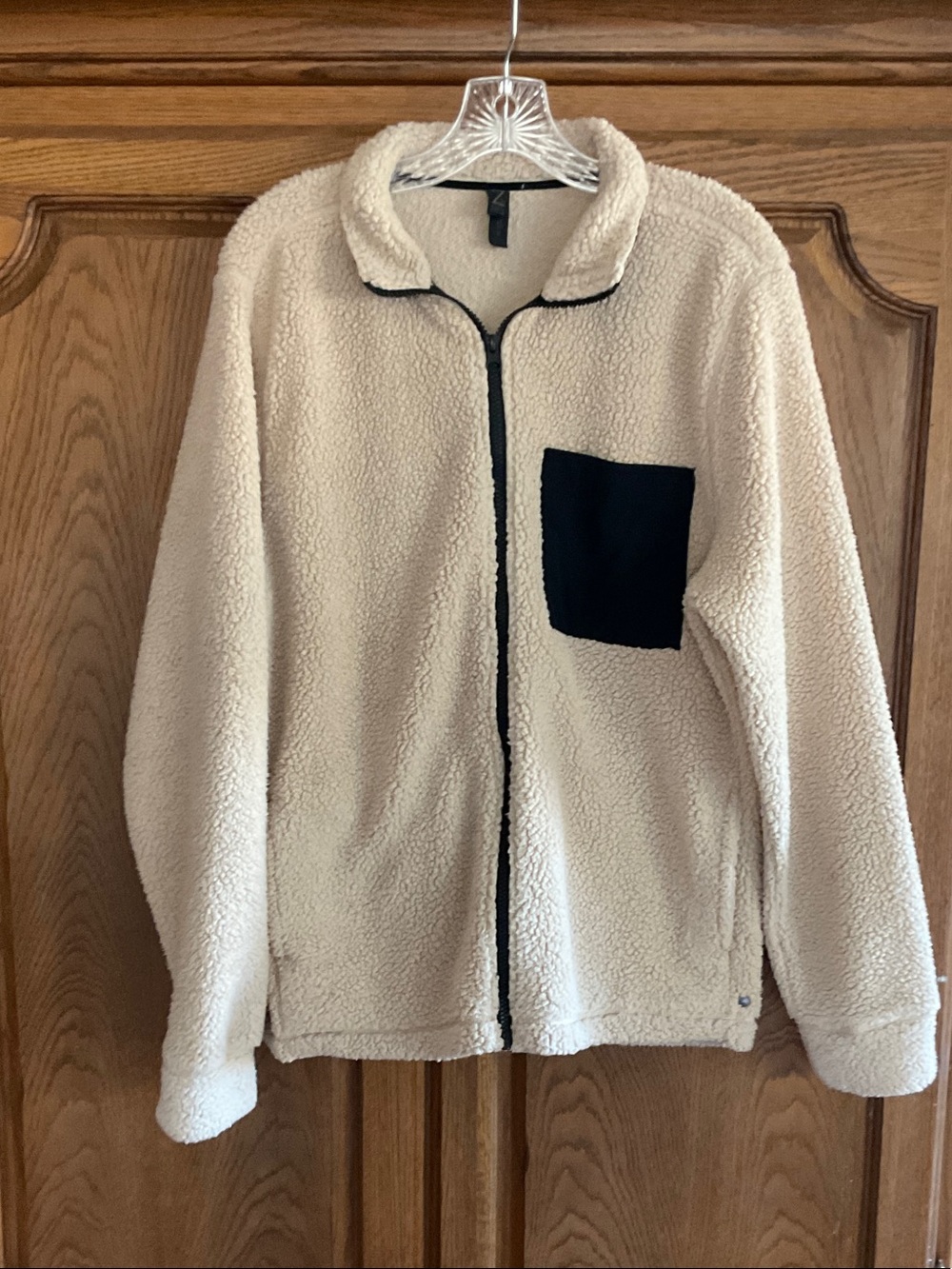 Zella Cream Sherpa Jacket with Black Chest Pocket